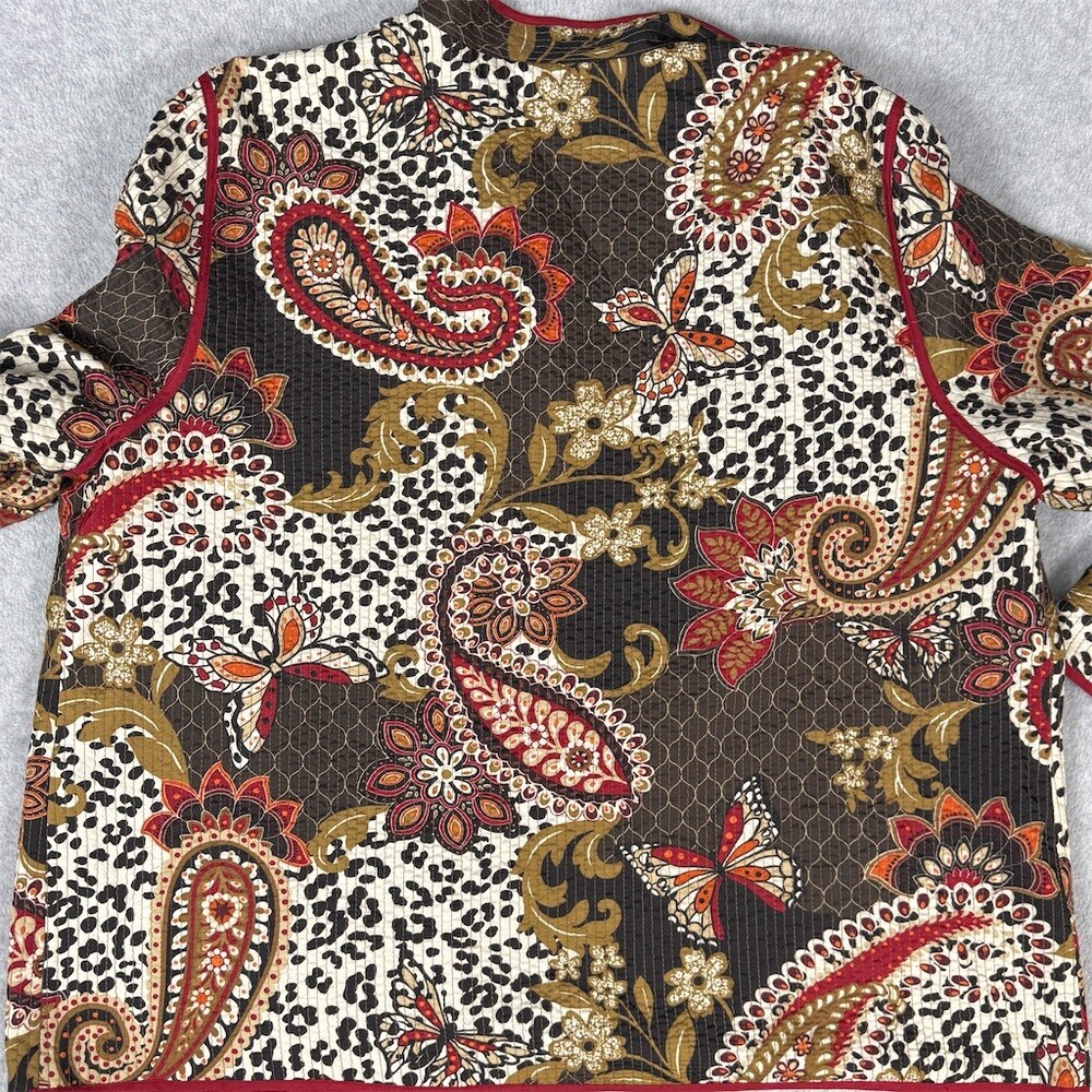 Alfred Dunner Jacket Womens Size 18 Quilted Paisley Floral Open Front - Picture 9 of 9